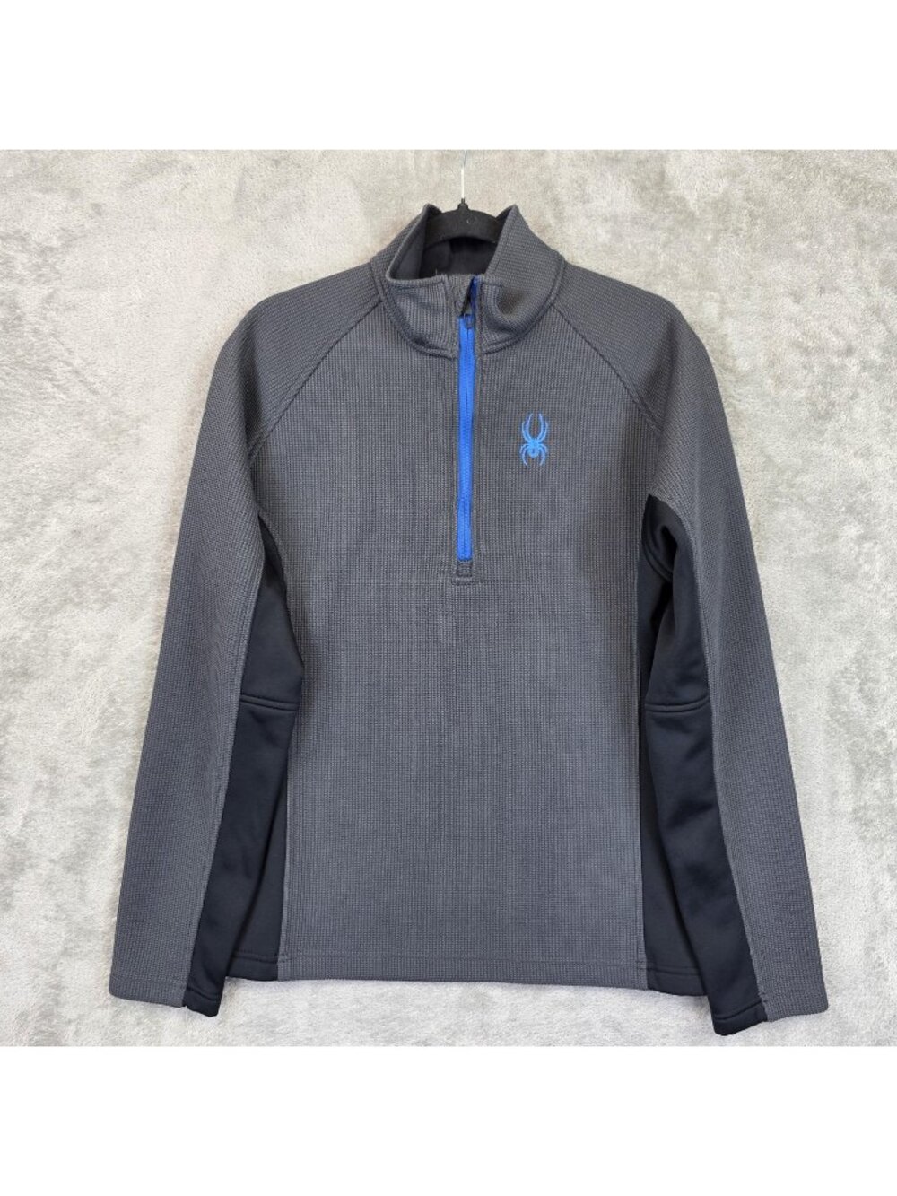 Spyder Pullover Mens Medium Gray Quarter Zip Fleece Lined Ski Thermal Top